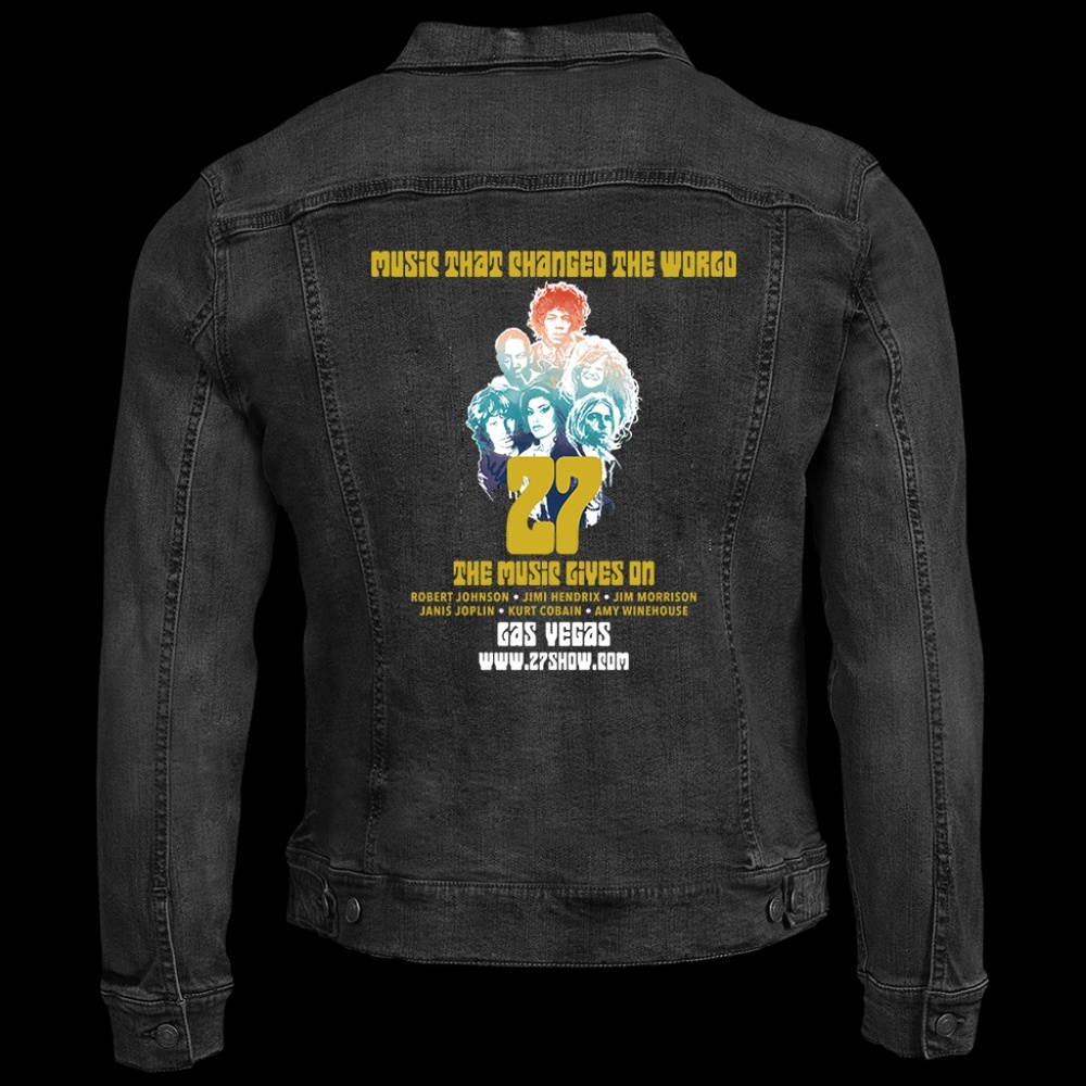 Title: Commemorative Jean Jacket-Hendrix, Morrison, Winehouse, Cobain, Joplin,